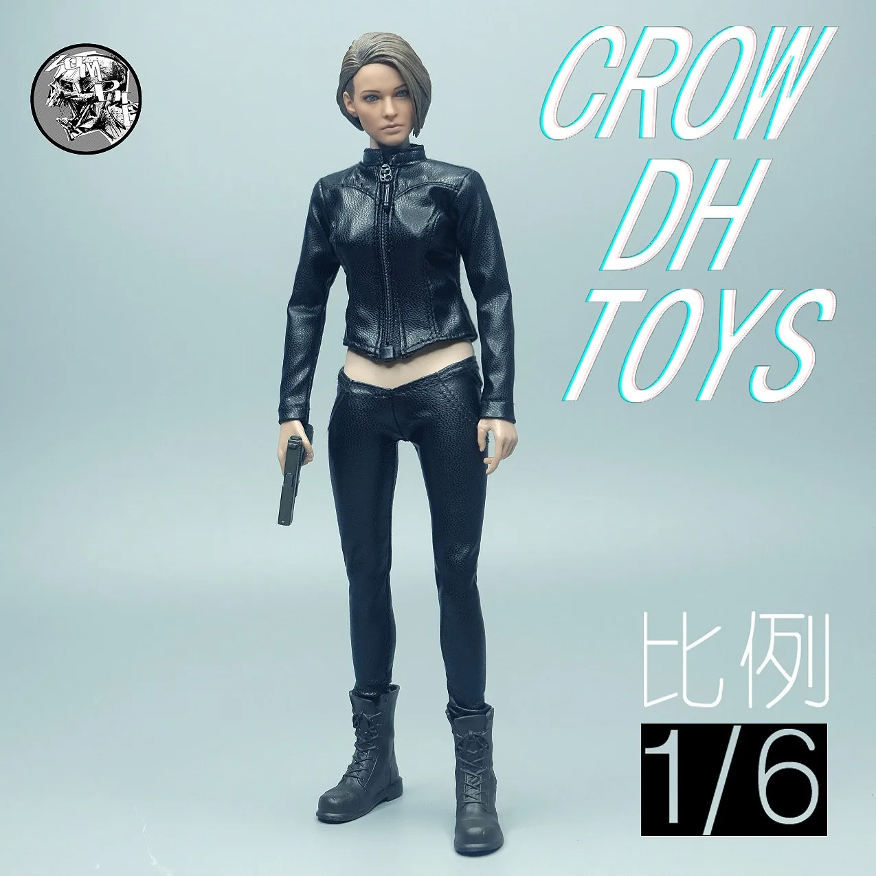 1/6 Scale female dolls black leather coat tight stretch top coat f it 12'' action figure body model view 4