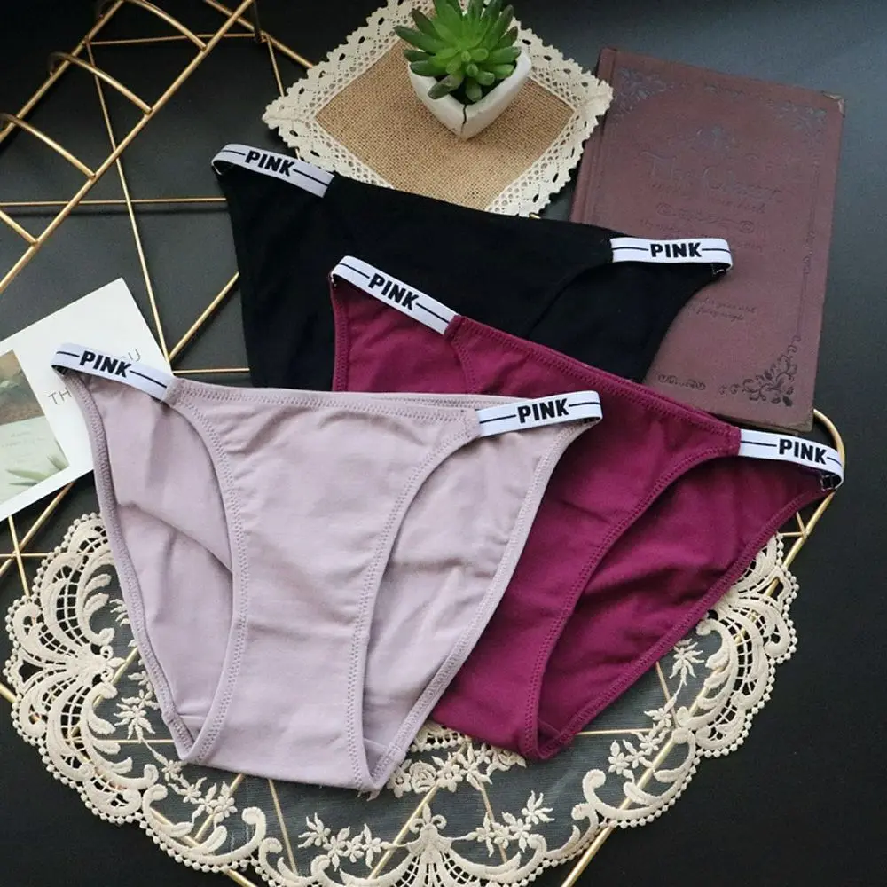 Letter Thin Belt Panties Seamless Cotton Breathable Women\'s Panties Sexy Underwear Low Waist Underwear