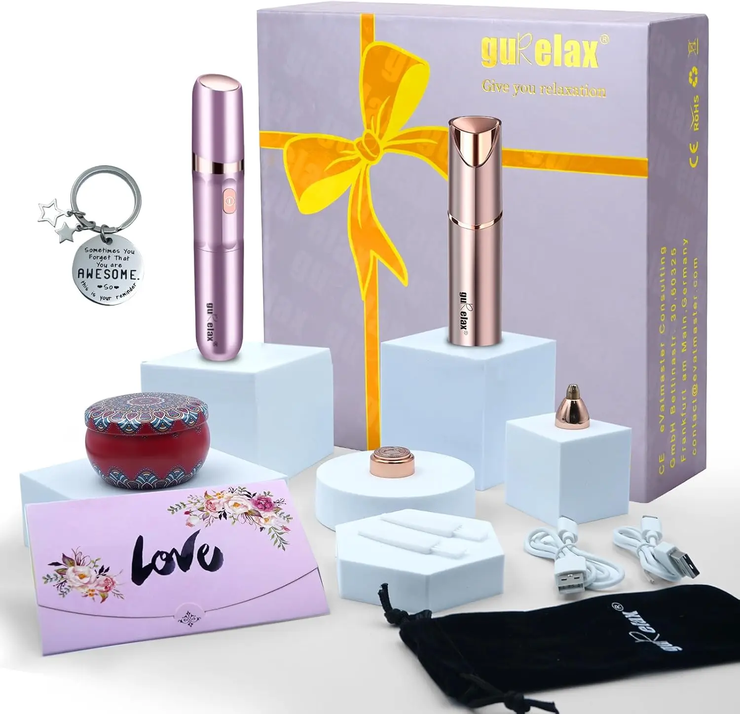 

Electric Beauty Epilator & Facial Hair Remover for Women, Portable Hair Removal Device Gift Set