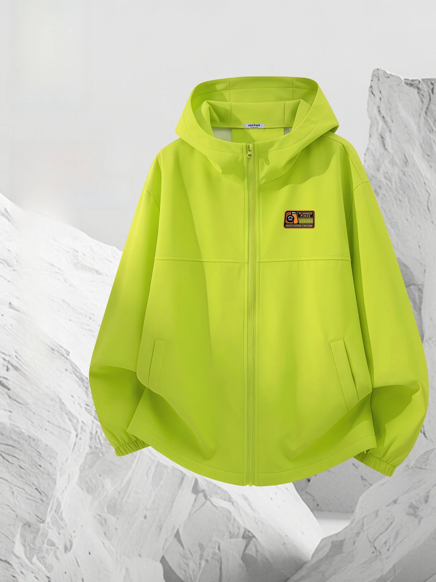 

Men's Casual Loose Fit Jaet Spring Outdoor Zipper Hooded Windproof Polyester Long Sve irt Sle Outerwear