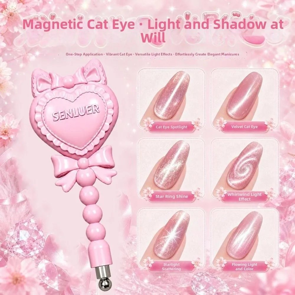 New Strong Magnetic Cat Eye Magnet Wand Beaded Handle Heart Bow Style Gel Polish Magnet Cat Eye Nail Tool DIY Manicure