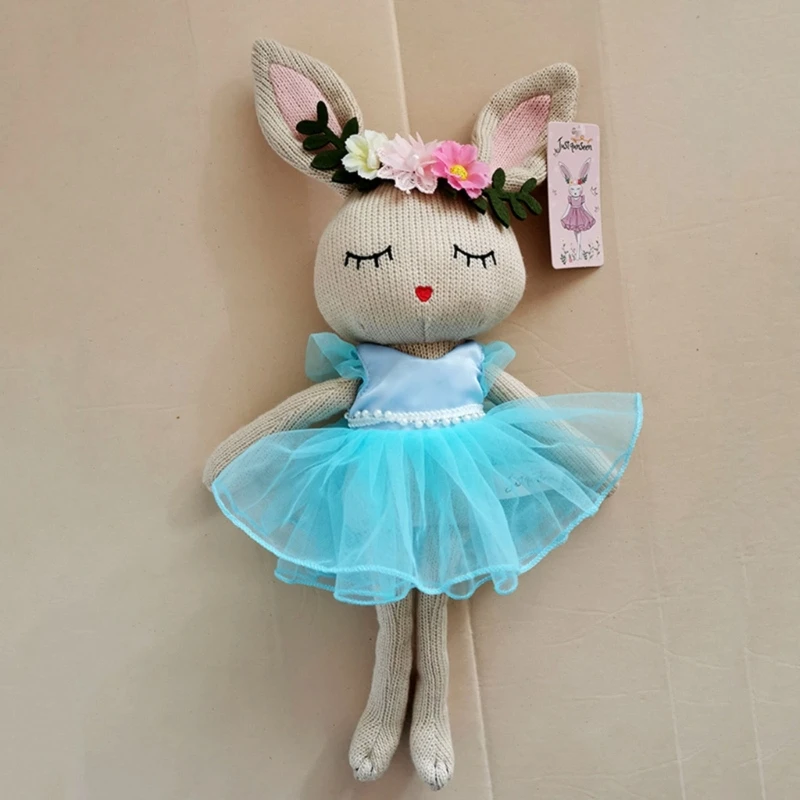 35cm Long-legged Kaninchen Puppen in Spitze Prinzessin Kleid Bunny Infant Beruhigende Puppe Baby Mädchen Schlafen Spielzeug Zimmer decor Kinder Geschenke