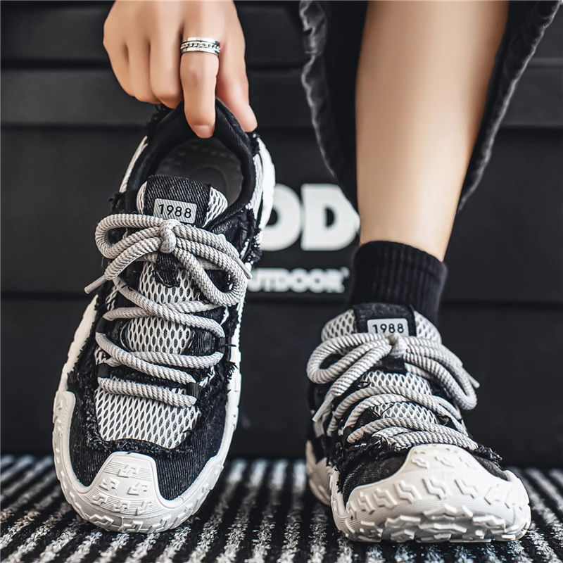 

Men Casual Platform Sneakers Breathable Mesh Lightweight Non Slip Office School Street Teenage Shoes