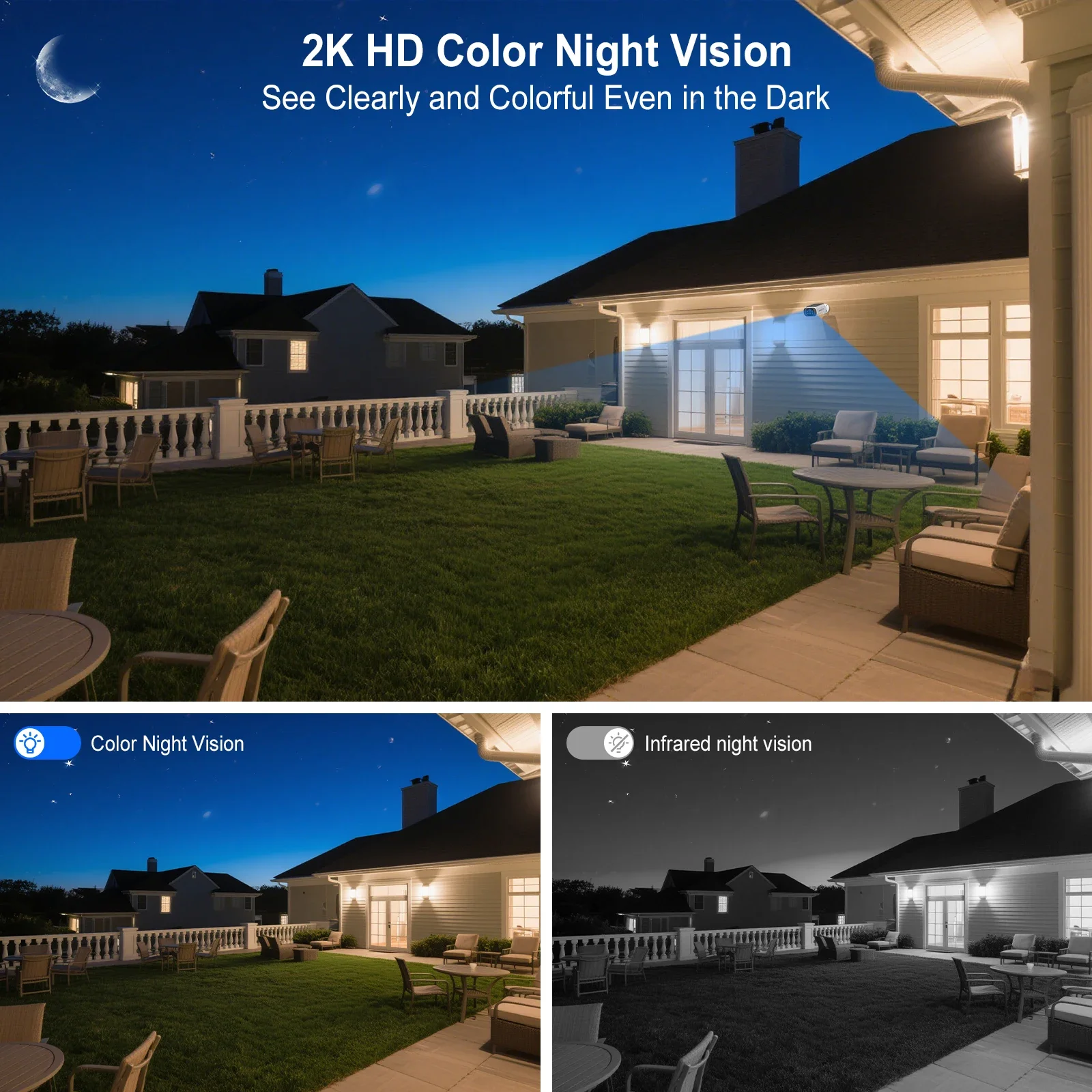 كاميرا مراقبة تعمل بالطاقة الشمسية 2K لاسلكية خارجية طاقة مستمرة أبدية 135 ° رؤية واسعة الزاوية IP67 مقاومة للعوامل الجوية مع اتصال WiFi #4