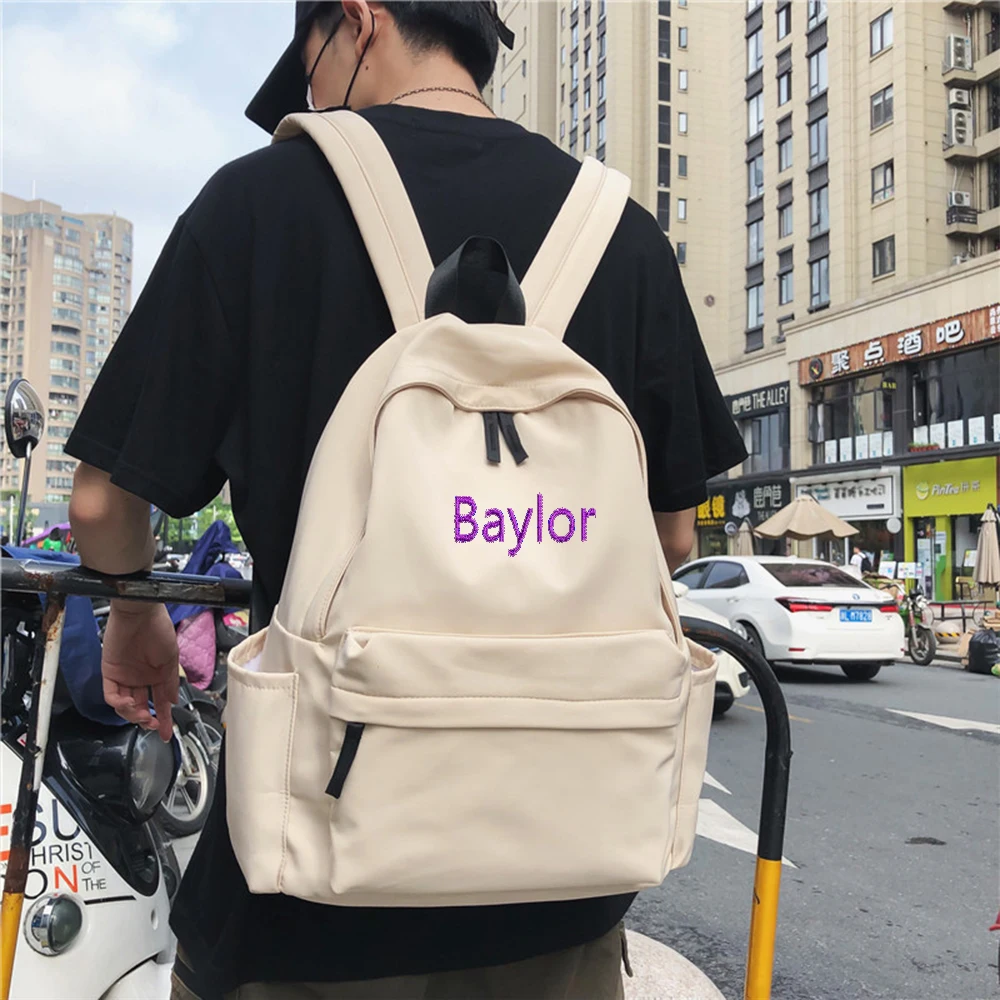 Personalized Name Backpack For Middle And High School Students Solid Color Large Capacity Customized Children Toy Gift Pack