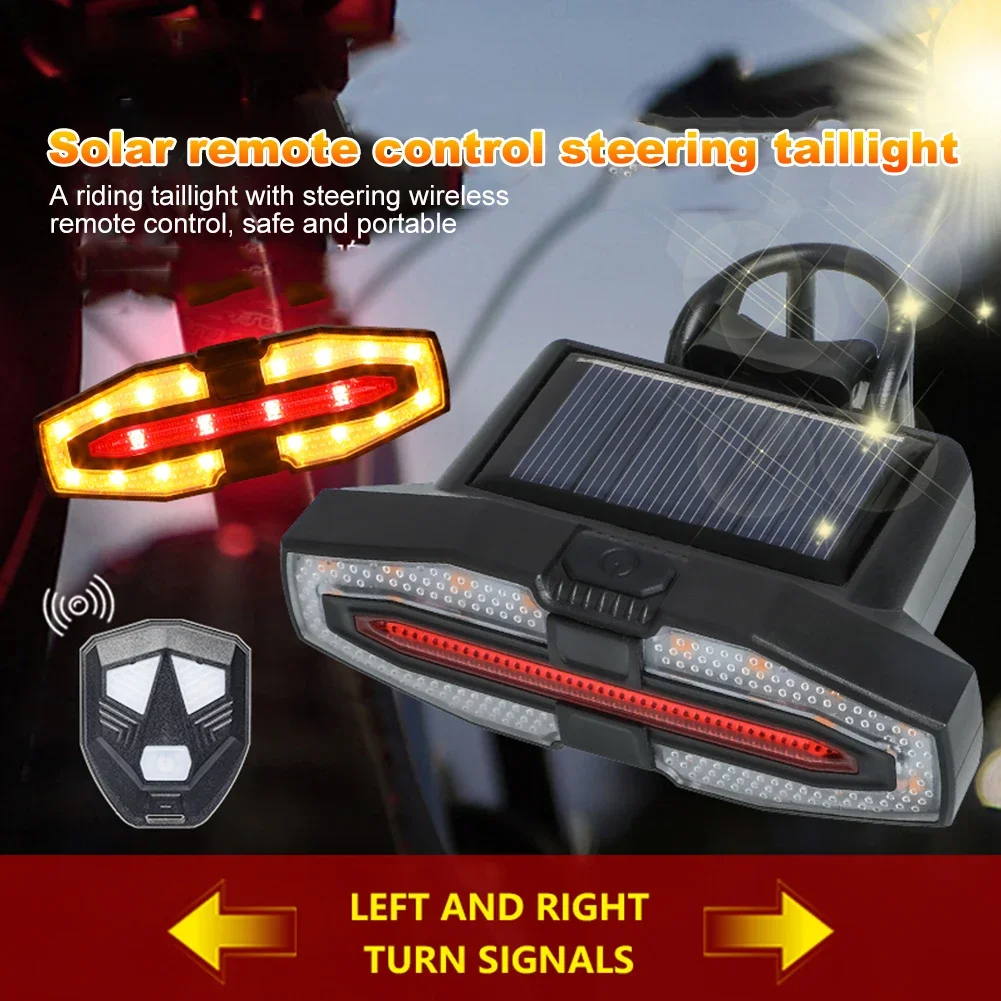 Bicycle Turn Signal Light Wireless Remote Control Taillight LED Warning Tail Lamp USB Rechargeable Rear Lights Bike Accessories