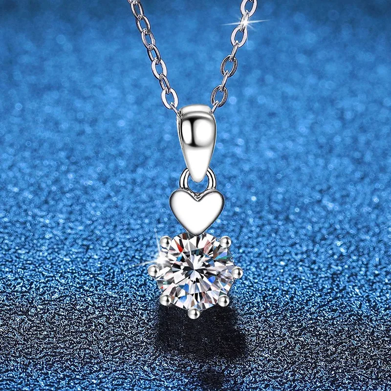 

Ожерелье с подвеской в форме сердца из стерлингового серебра 925 пробы, 1 карат, муассанит, корейский стиль, изысканные ювелирные изделия, подарок для женщин