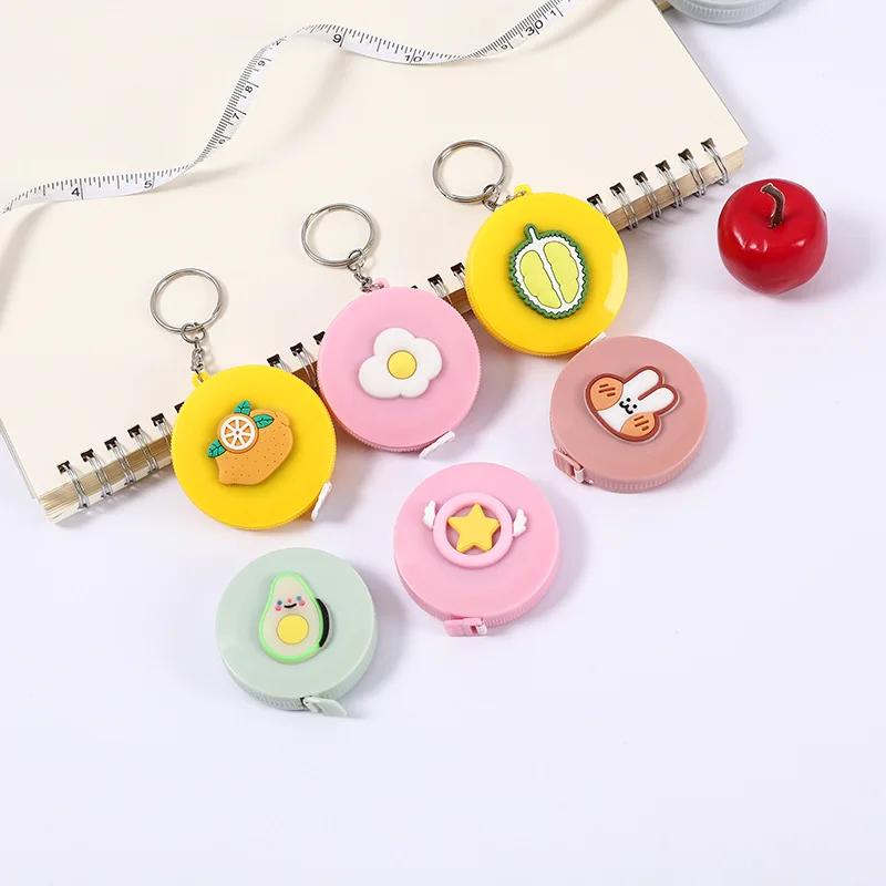 1.5m Portable Cartoon Body Measure Tape Lovely Macaron Measure Ruler Tape Push Button Mini Tape Measure Tool Sewing Gadget 1PC