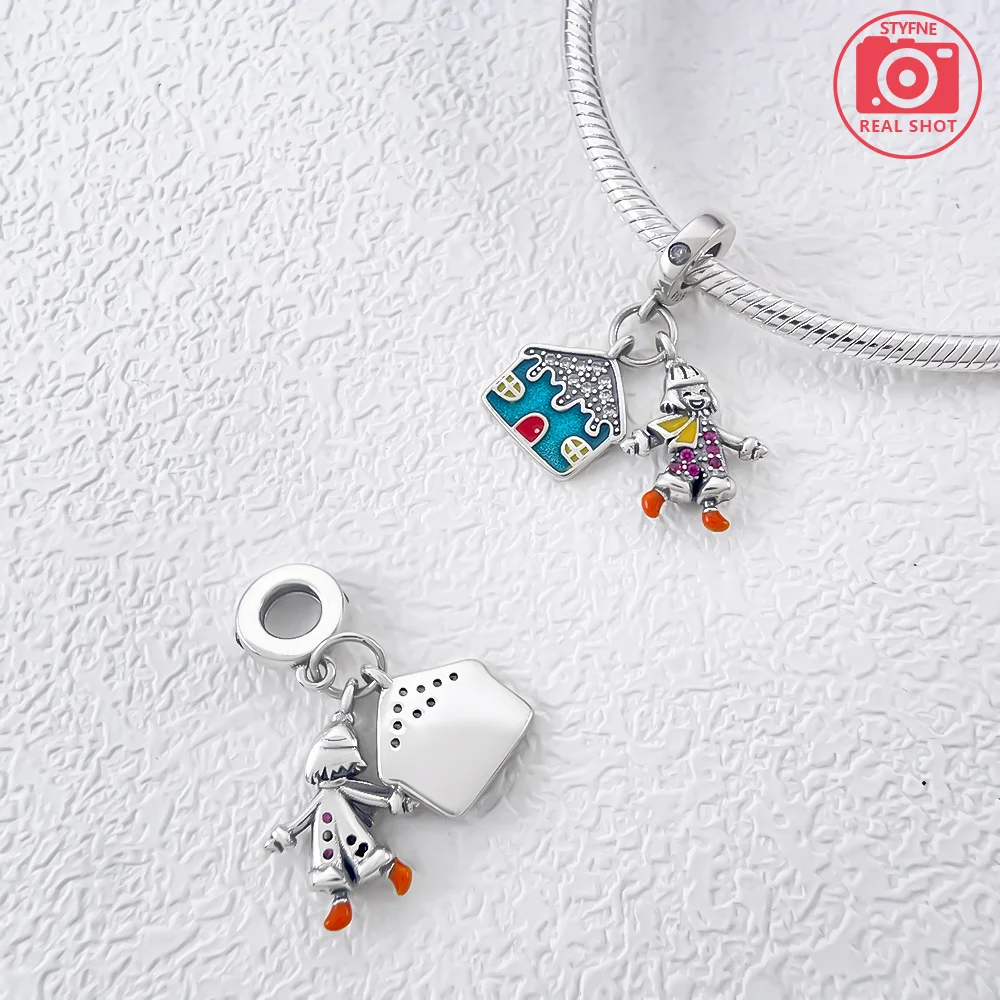 925 Silver Christmas Element Charms Christmas Tree Snowflake Snowman Beads Pendant for Original Bracelet Jewelry Gift Making