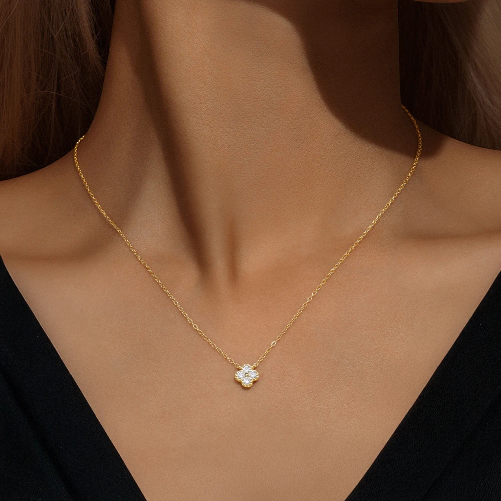 Women's 925 Sterling Silver Four-leaf Clover Necklace