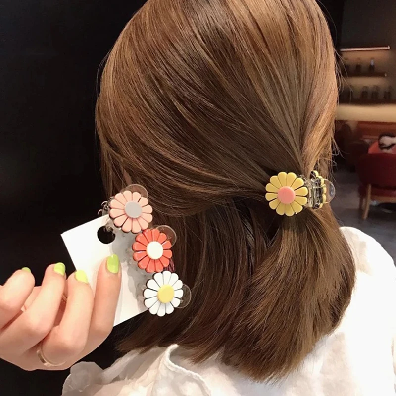 1Pcs ดอกไม้ที่มีสีสันคริลิค Hairpin สาว Sunflower Headwear คลิปผม Barrettes ผู้หญิงสาวเล็ก Claw ผมตกแต่งเครื่องมือ