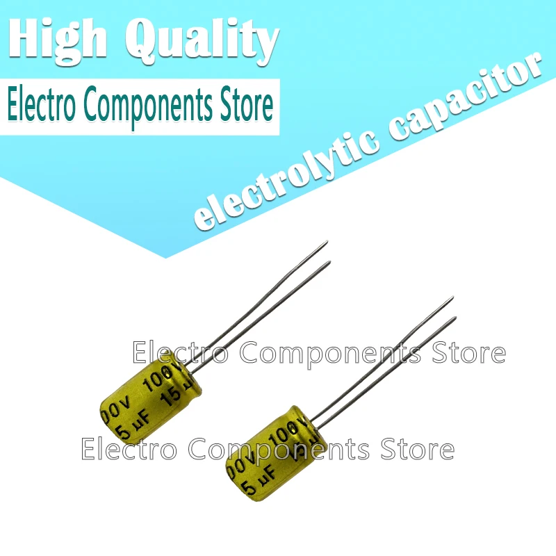 10PCS 100V 1UF 1.5UF 2.2UF 3.3UF 4.7UF 5.6UF 6.8UF 8.2UF 10UF 15UF Audio Frequency Electrolytic Capacitor Axial Horizontal 10*17