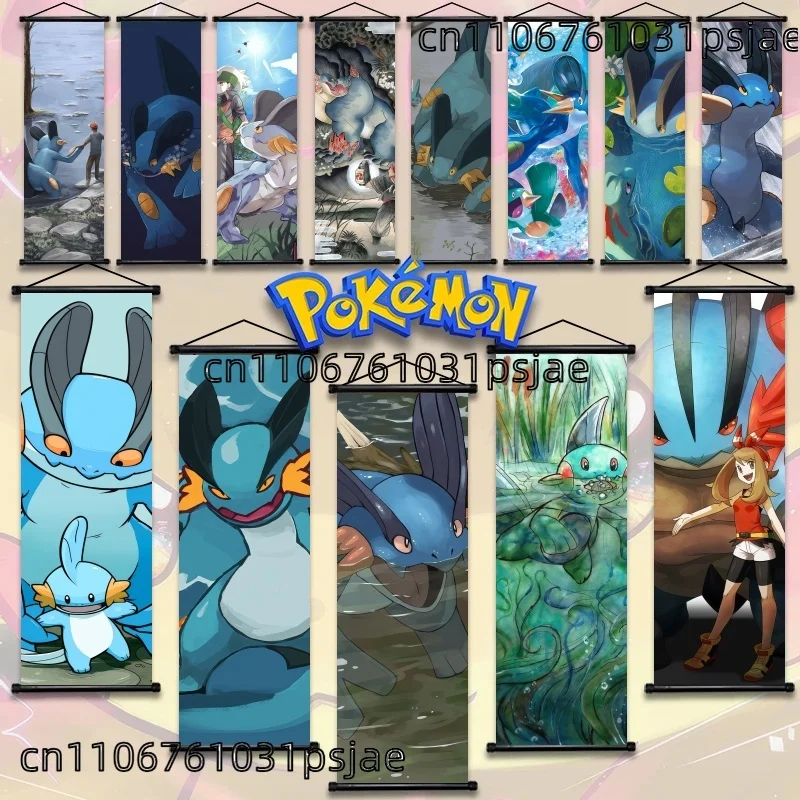 Mighty Swampert Pokémon Scrl, liberar agua/terra: tipo potencia, ideal para colgar en la pared para la sala de estar, ideal para fanáticos de Pokémon