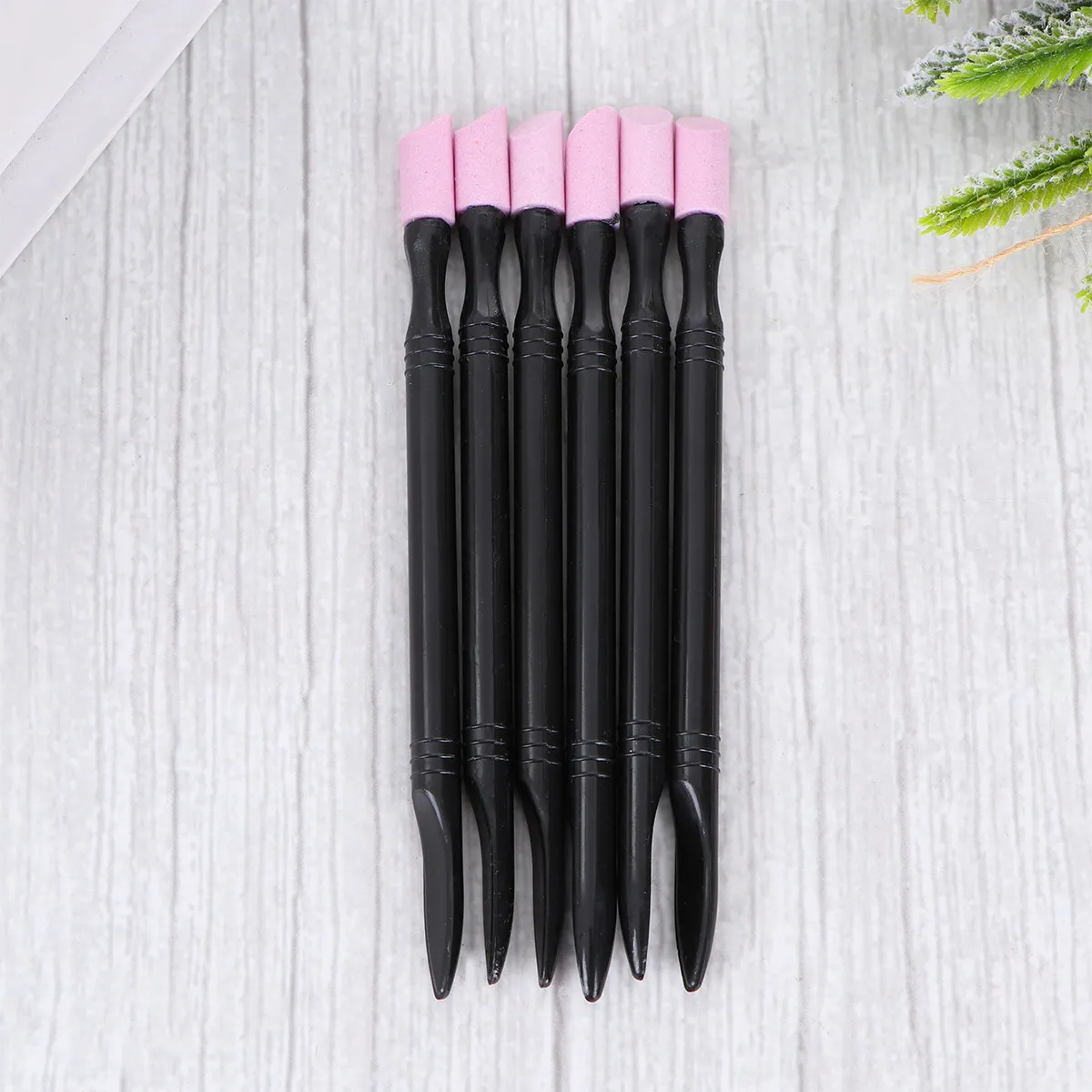 

6Pcs Cuticle Pusher Stick Pen Shape Nail File Buffer for Shaping Polishing Nails Professional Salon Use Nail Art Learner