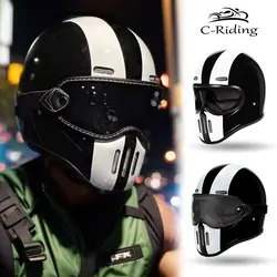Vintage TT&COCASCOS Full Face HELMET Cafe Racer Light Weight Shell Fiber Glass Helmet Open Face Japanese High Quality Motorcycle