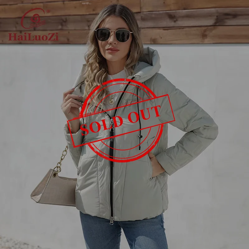 HaiLuoZi 2023 New Spring Women\'s Coat Hooded Slim Thin Female Parkas Quilted Casual Jackets Stylish Quality Women Outwear 7051