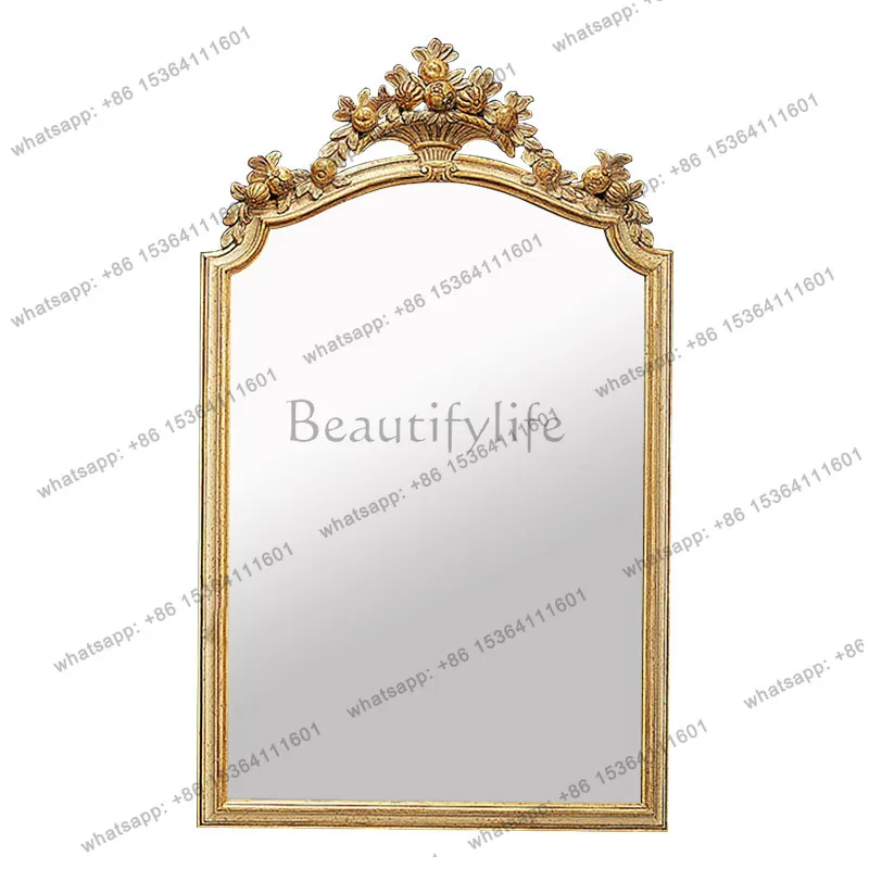

American retro carved vanity mirror bedroom antique gold wall vanity mirror