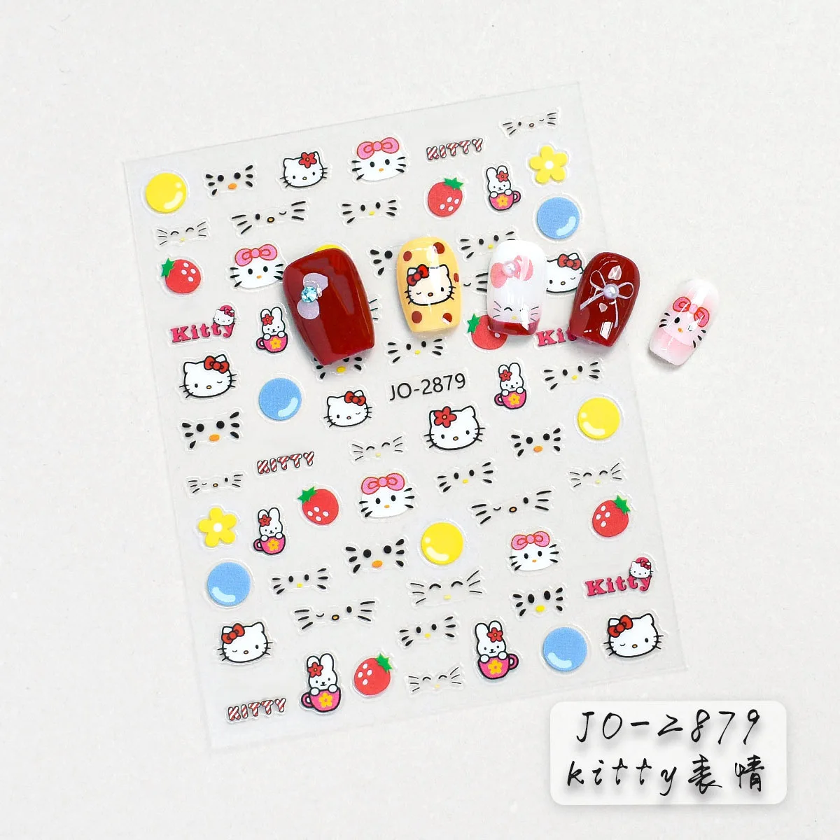 สติกเกอร์ติดเล็บลายเฮลโลคิตตี้ 3 มิติ 1 แผ่น ลายกราฟฟิตี้นูน ลายการ์ตูนน่ารัก สไตล์อนิเมะ ลายแมว KT อุปกรณ์ตกแต่งเล็บ