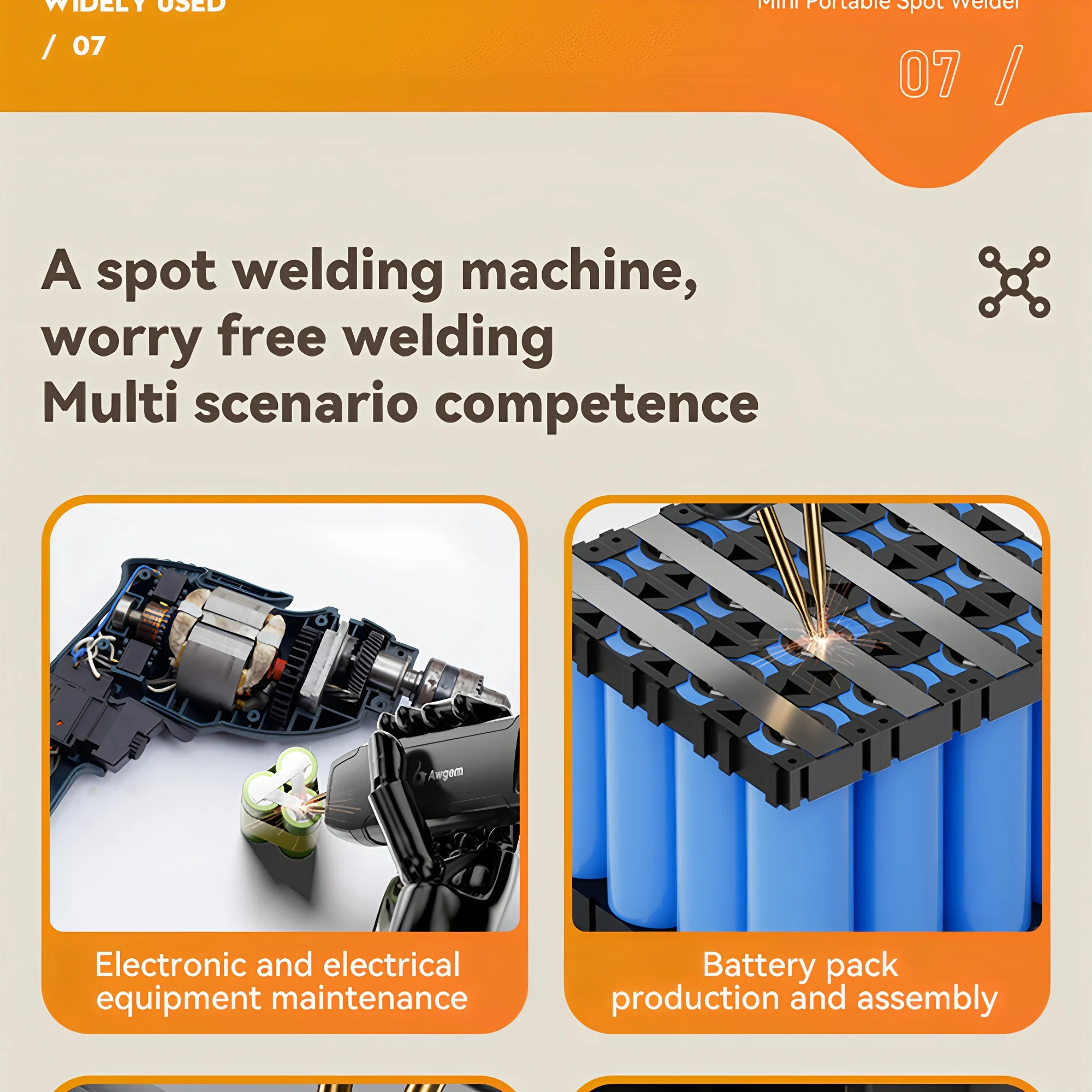 Awgem Portable Spot Welder DIY Handheld Spot Welding Machine 90 Gears Adjustable Spot Welding for 18650 Lithium Battery