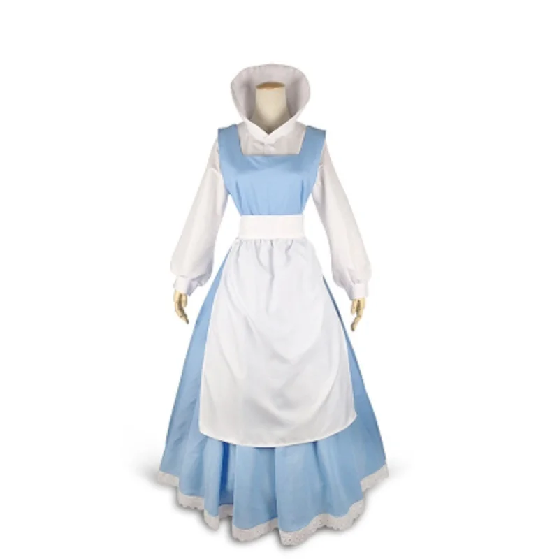 Blauw Maidsuit Princ Dr Cosplay Lange Rok Halloween Kostuum Beau En Het Beest Dame Dienaar Outfit Fem Attendee