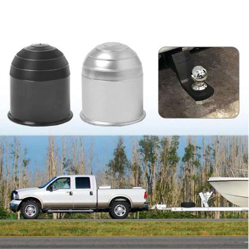 1PC Universal 50MM Trailer Accessories Black Silver Car Tow Bar Ball Cover Cap
