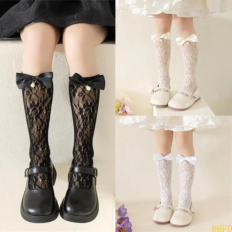 

R6FD Fashionable Sweet Socks Lace Bowknot Decorations for Kids Lightweight