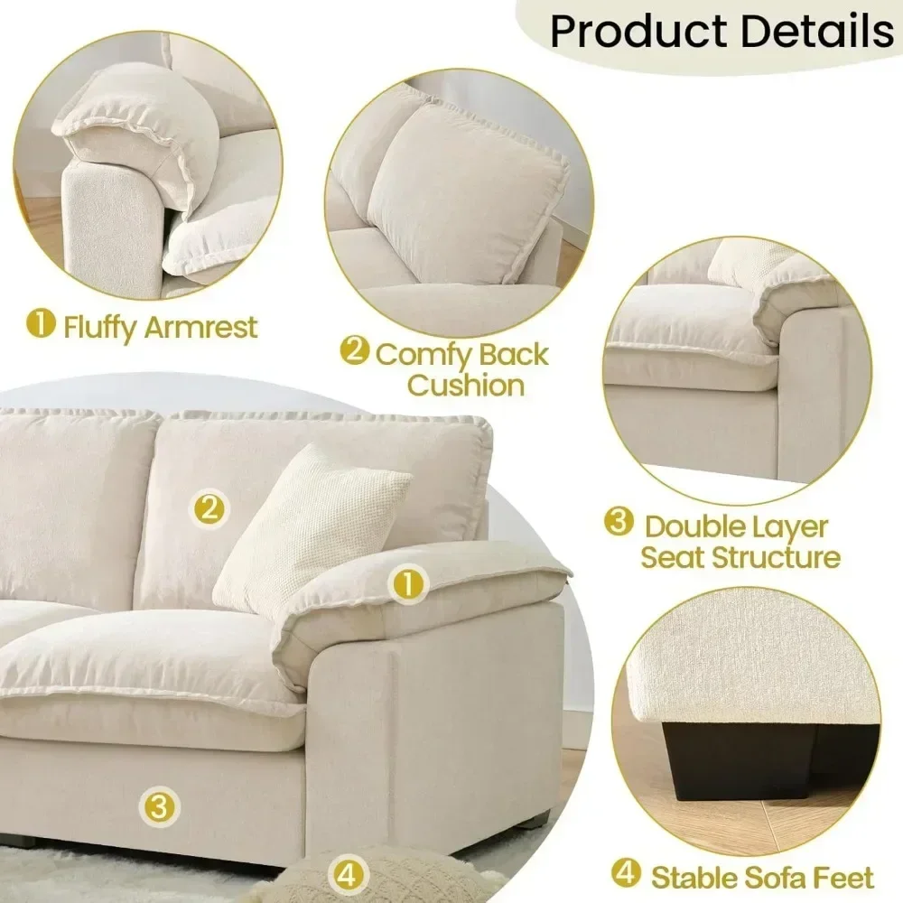 Modular Sectional Sofa Deep Seat Cloud Couch with Reversible Chaise L Shaped Couch with  Living Room Apartment Office