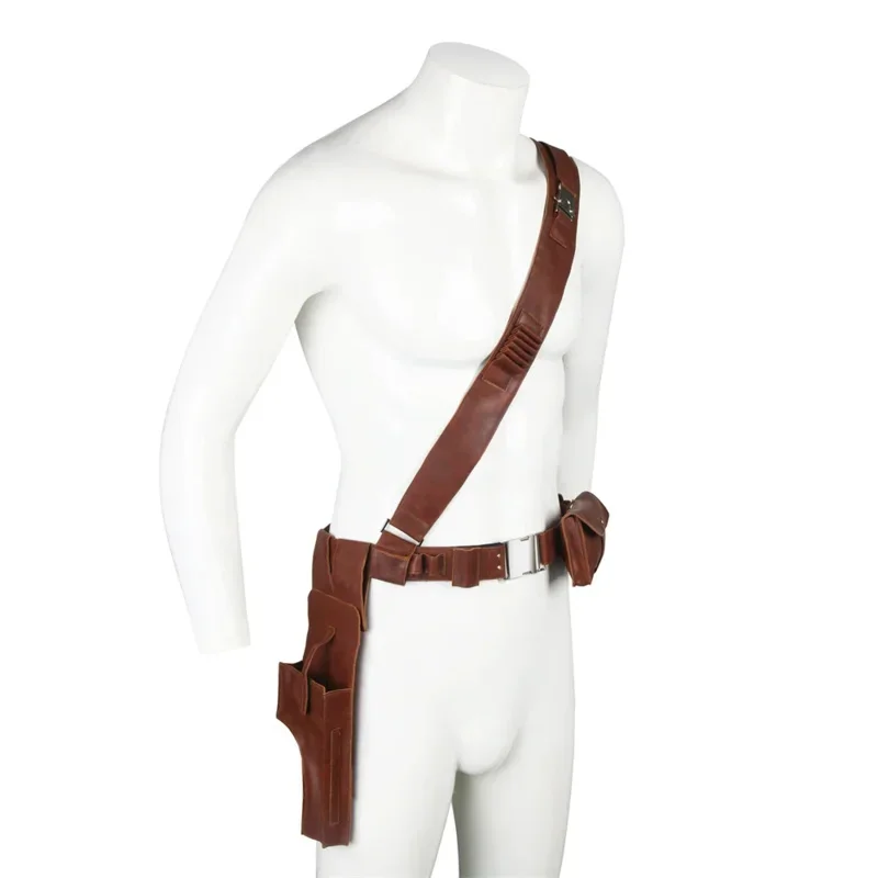 1pcs The Mandalorian Leather Belt With Gun Holster Cosplay Props Replica for Adults Size S-L E