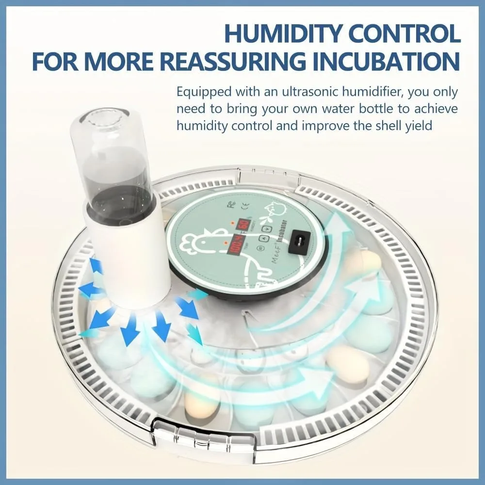 Automatic Egg Incubator for 28 Chicken Eggs with Individual Humidifier, Auto-Flipping, and Capacity for Duck and Goose Eggs
