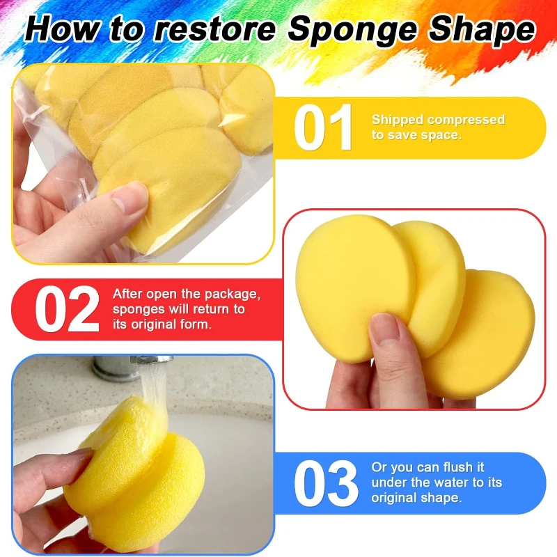 12Pcs Painting Pottery Clay Sponge, Circular Synthetic Artist Sponges, Watercolor Sponge for Painting, Handicrafts, Ceramics view 5
