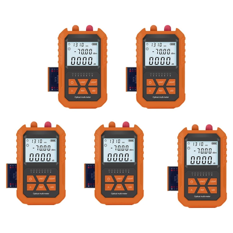 

5X 4 In 1 Optical Power Meter Visual Fault Locator 5Km Light Pen LED Lighting OPM Network Fiber Optic Cable Tester Tools