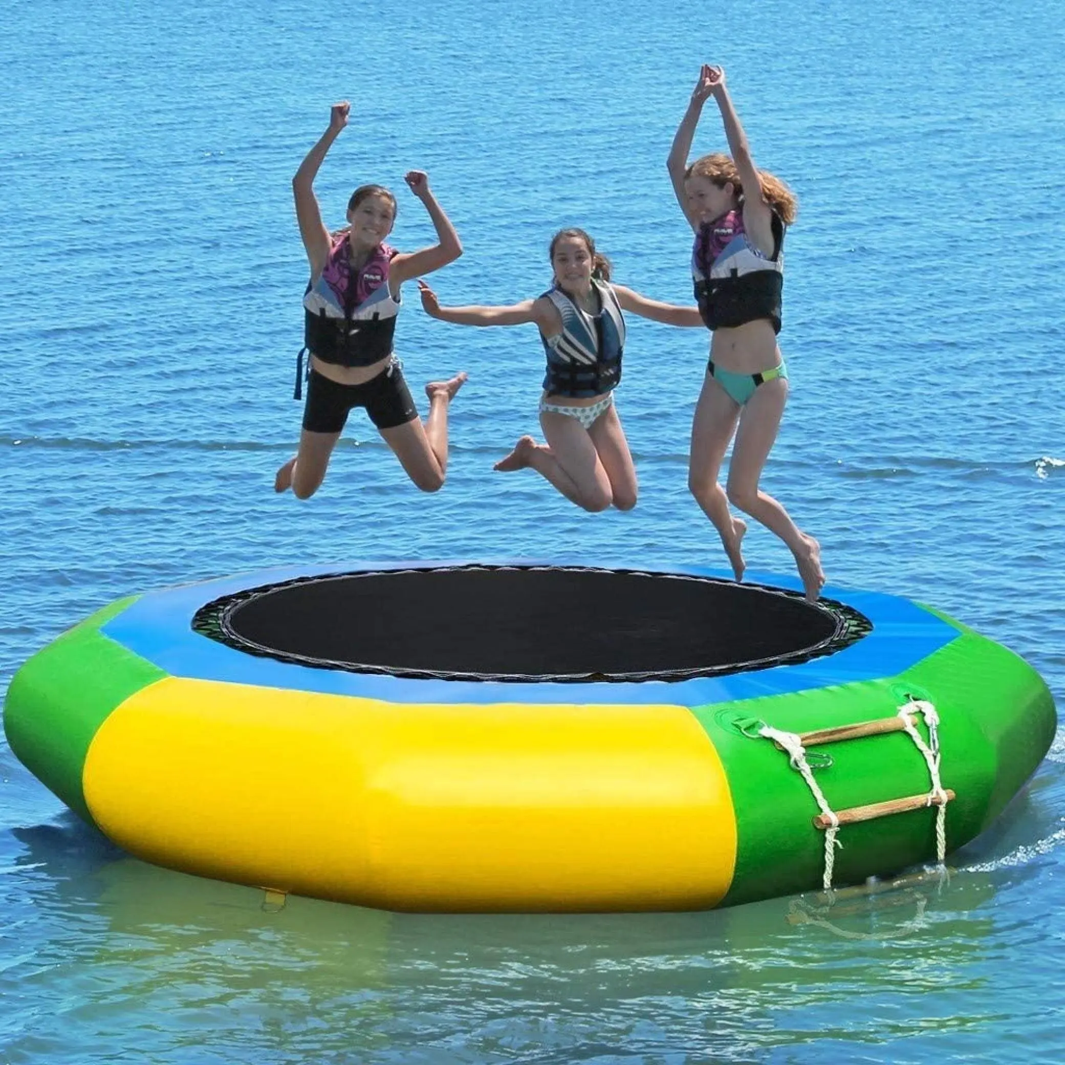 

Hot Selling 10ft Summer Lake Jump Inflatable Water Trampoline Round Inflatable Water Bouncer for Kid