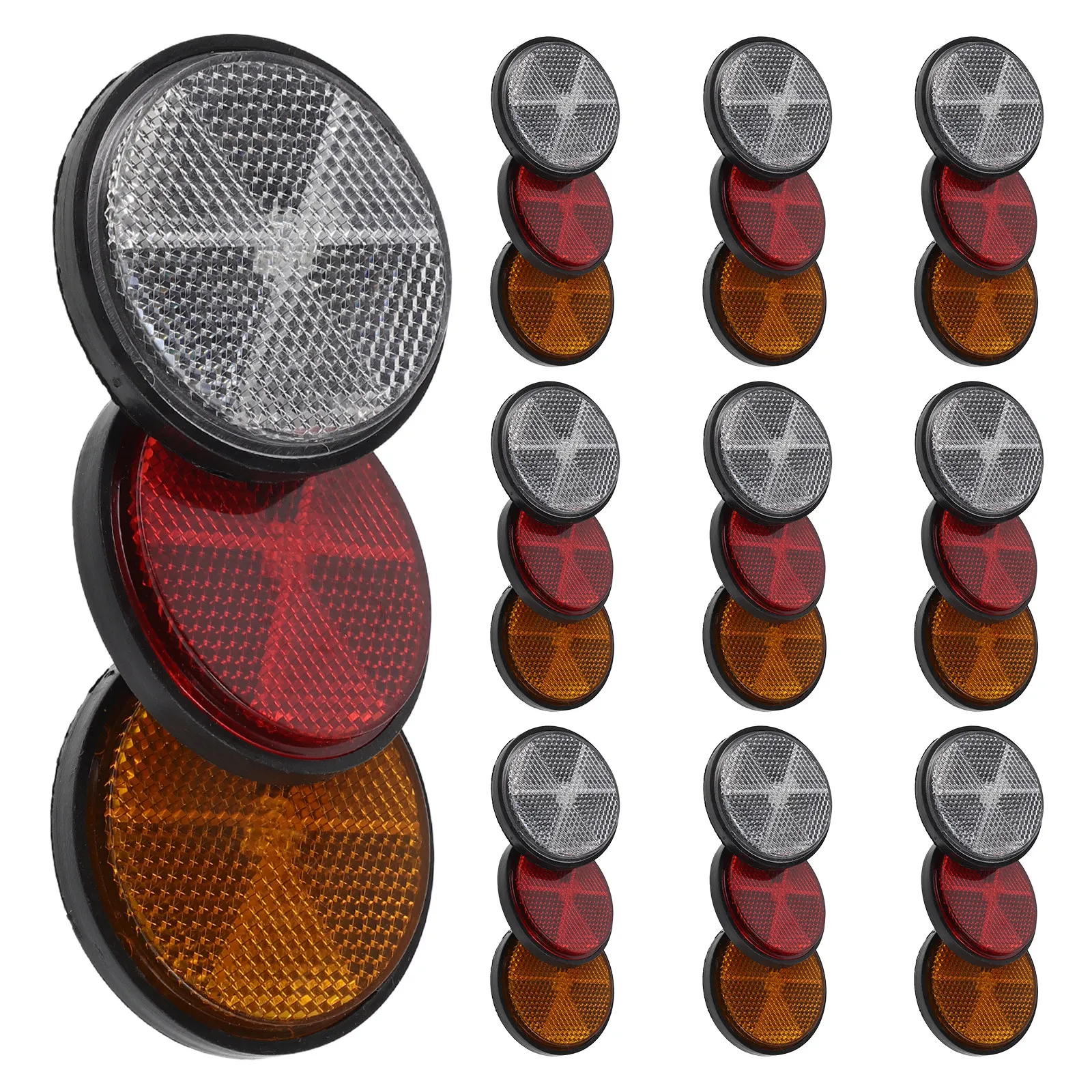 

30Pcs Motorcycle Reflectors Round Weather Resistant Warning Reflective Panels Motorcycle Safety Parts Cycling Accessories