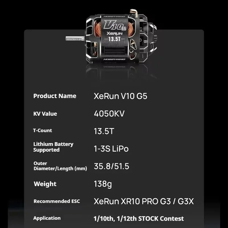XeRun V10 G5 13.5T Sensored Brushless Motor 4050KV Competition Motor For 1:10 1:12 Rc Car Racing 2026