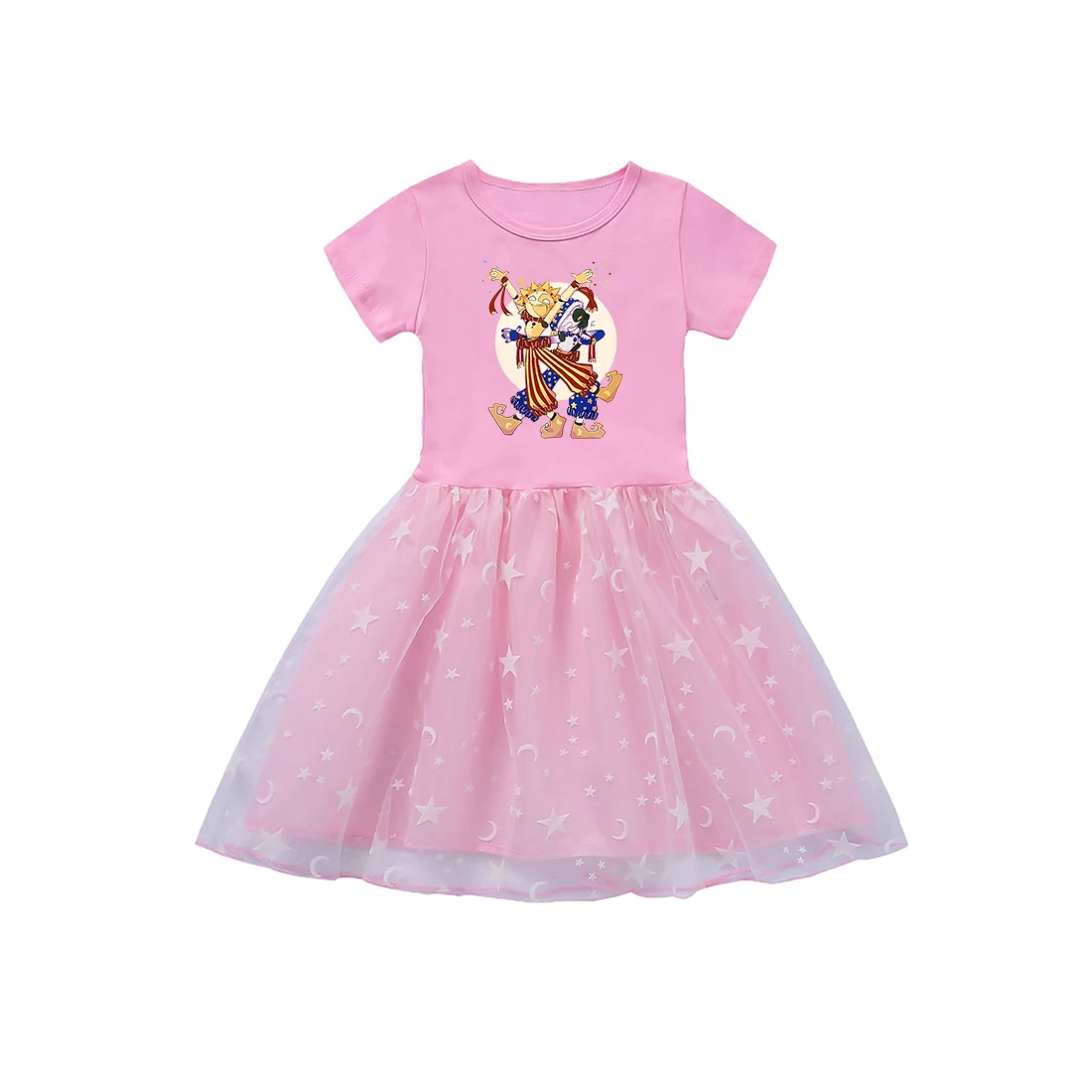 Cartoon Sundrop Moondrop 3D Baby Girl Dresses Kids Pink Cat Clothes Cosplay Costume Children Casual Rainbow Dress+Bag Vestidos