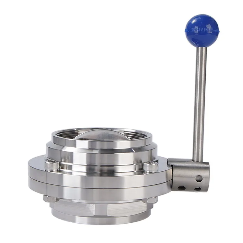 304 Stainless Steel Sanitary Grade Internal Thread Butterfly Valve, Manual Inner Wire Connection Valve DN80