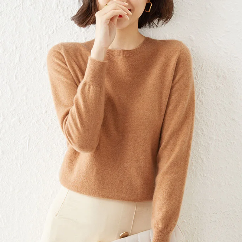 Women Sweater Autumn Winter O-neck Solid Pullovers Spring Warm Slim Bottoming Shirt Long Sleeve Casual Basic Pull Femme Sweater