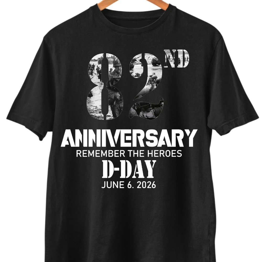 D Day Normandy TShirt 82nd Anniversary Remember The Heroes Honor Courage Tribute Bravery Clothing Men Summer Cotton Streetwear view 3