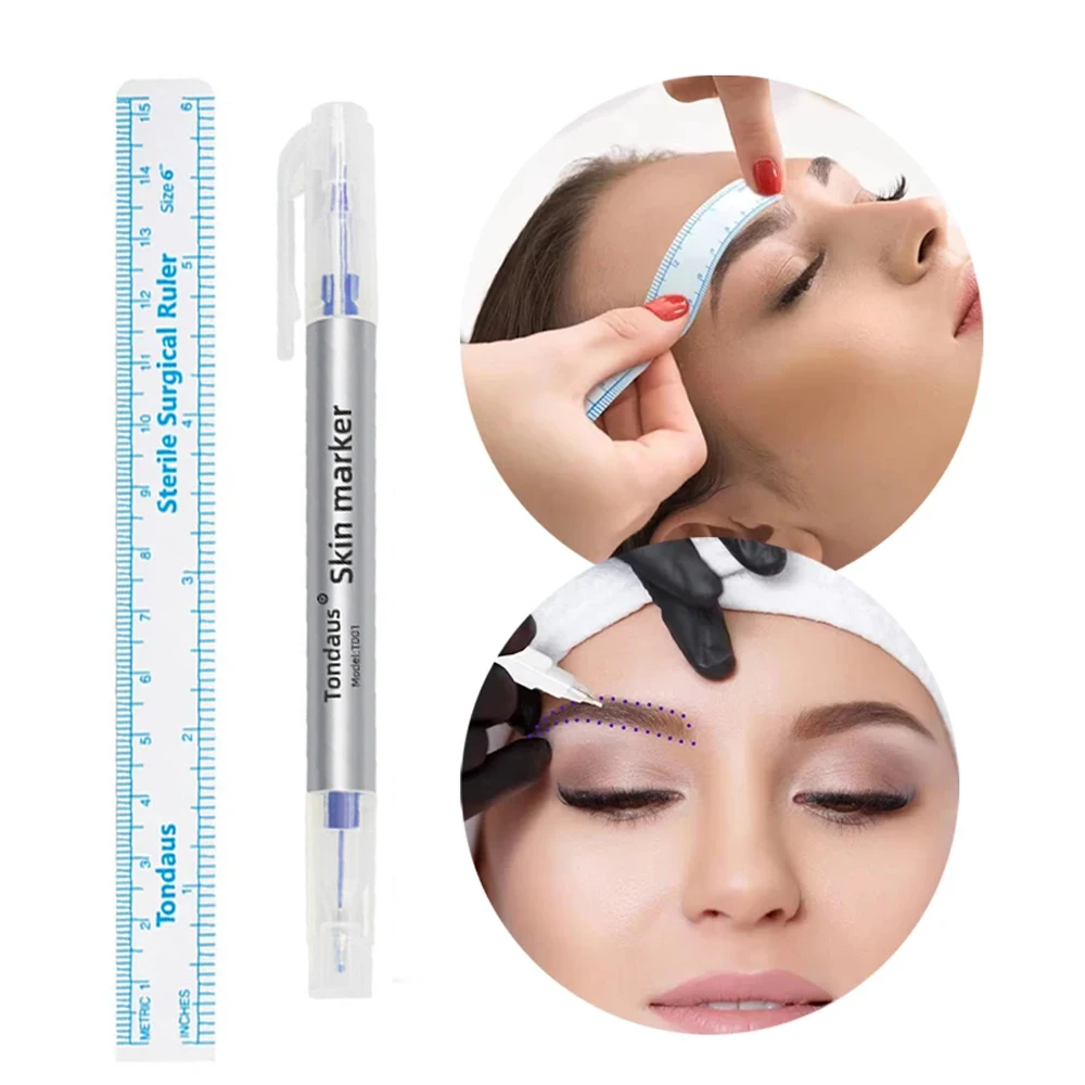 قلم تحديد المواقع للتطريز للحاجب ، علامة الإطار ، الحبر الأرجواني ، عبوة الرأس الأبيض الفضي والأرجواني ، جودة عالية #1