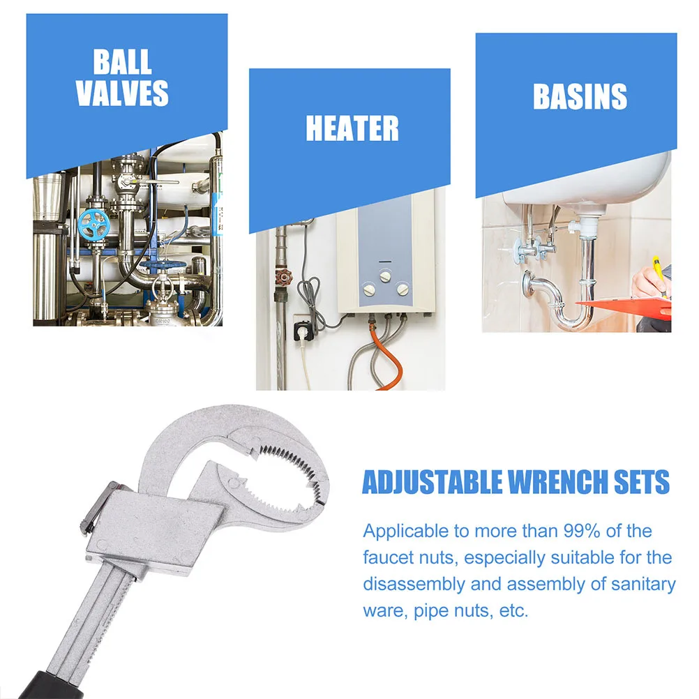 

Adjustable Wrench Multifunctional Plumbing Tool Basin Faucet Sink Wrench Easy Grip Small Spaces Maintenance Plumber Tools