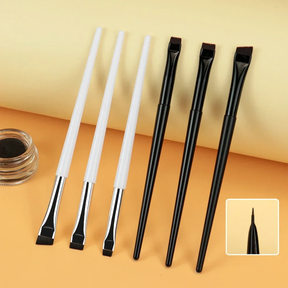 Mini Portable Makeup Brushes Cosmetic Beauty White or Black Fiber Hair Blade Eyeliner Eyebrow  Tools for Kids or Girls Beginners