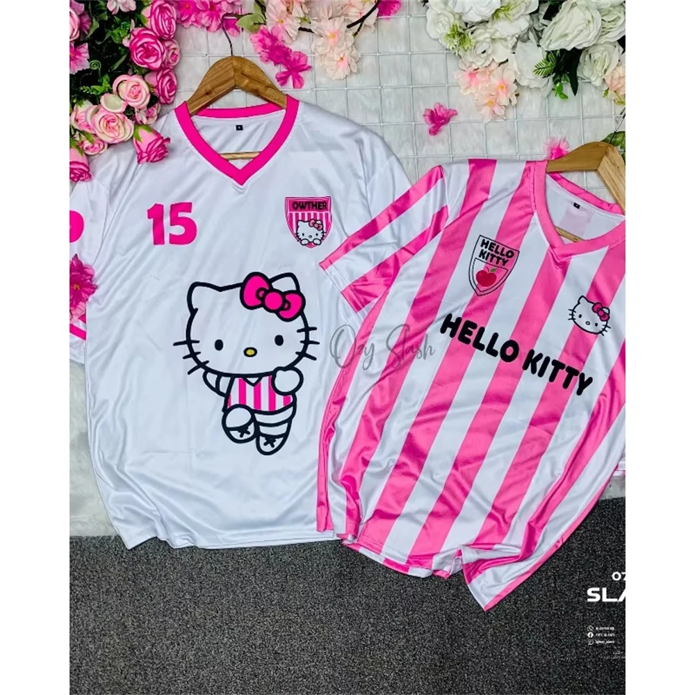 

Sanrio Hello Kitty мультфильм аниме с короткими рукавами мужская и женская повседневная футболка для занятий спортом на открытом воздухе для детей и взрослых топы с 3D принтом
