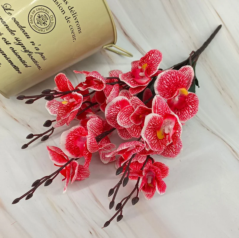 5-Gabelbündel, künstliche Blume mit Schmetterlingsorchidee, geeignet für Hochzeit, Zuhause, künstlicher Wohnzimmertisch, Hotellandschaftsdekoration – Detail 5