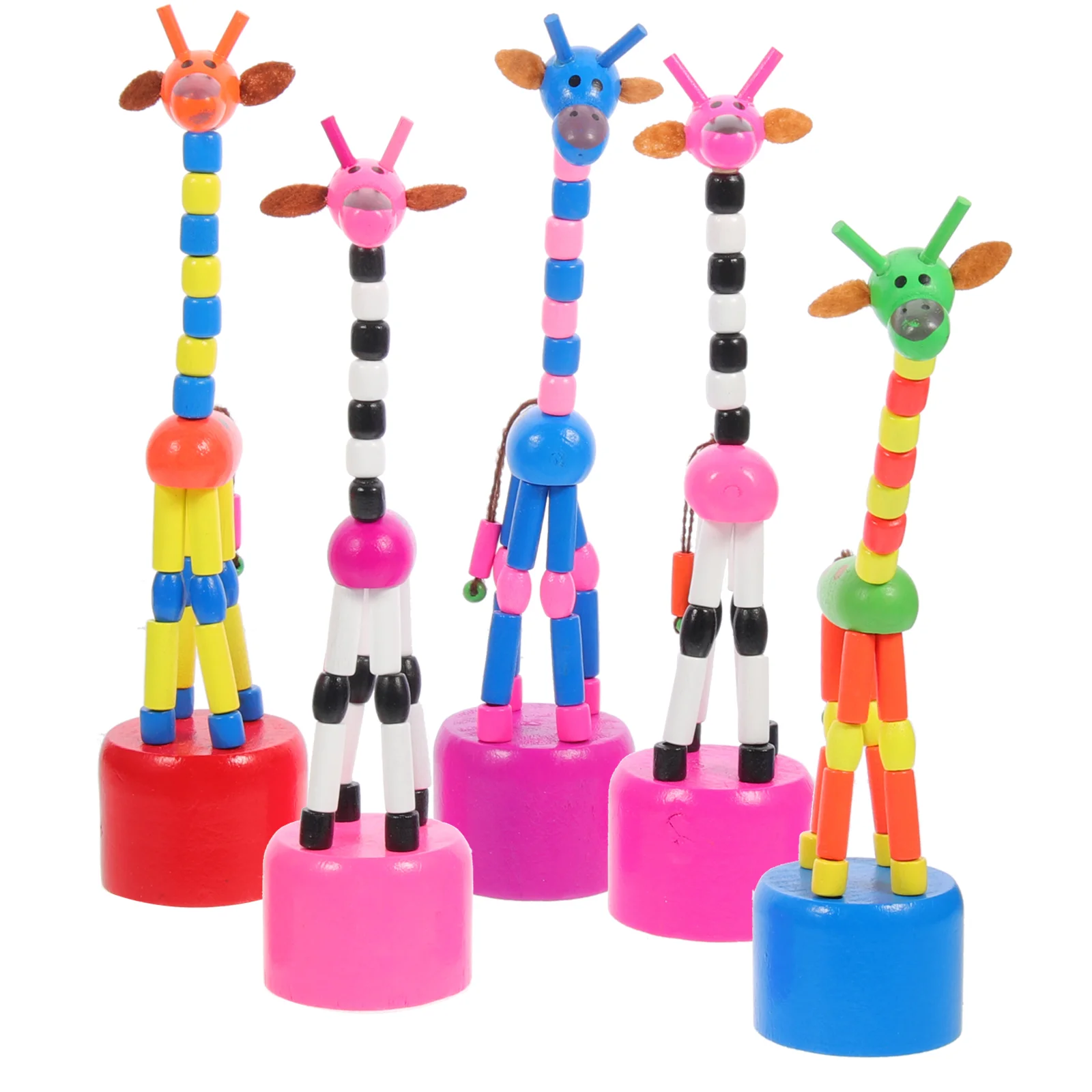 5 Stück Holz Giraffe Puppen Spielzeug für Kinder Figur Push Spielzeug begünstigt Säugling Baby