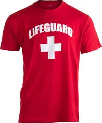 Lifeguard | Red or White Customizable Lifeguarding Unisex Uniform Costume T-Shirt  Men Women    100%Cotton