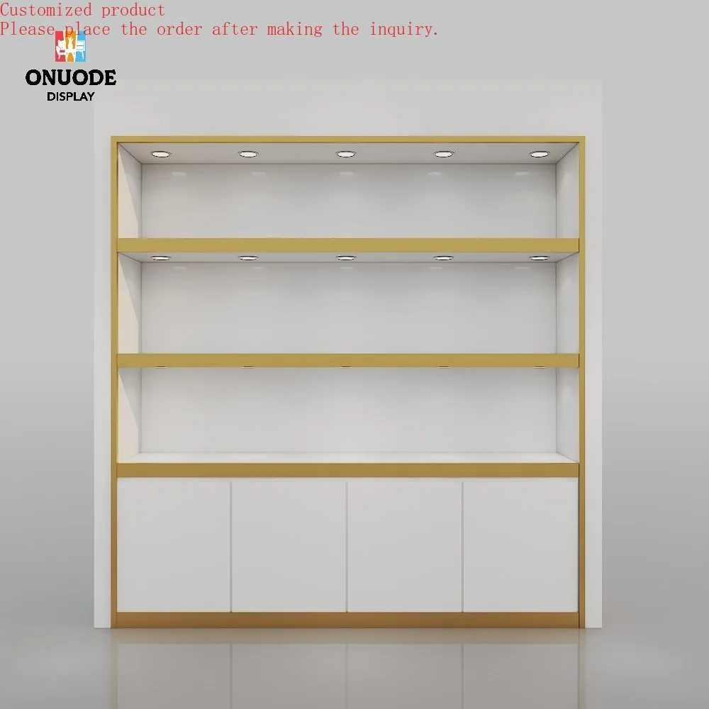 

Custom.High End Customized Grocery Store Furniture Multilayer Shelves Jewelry Display Cabinet Led Lights Jewlery Display Wall Sh