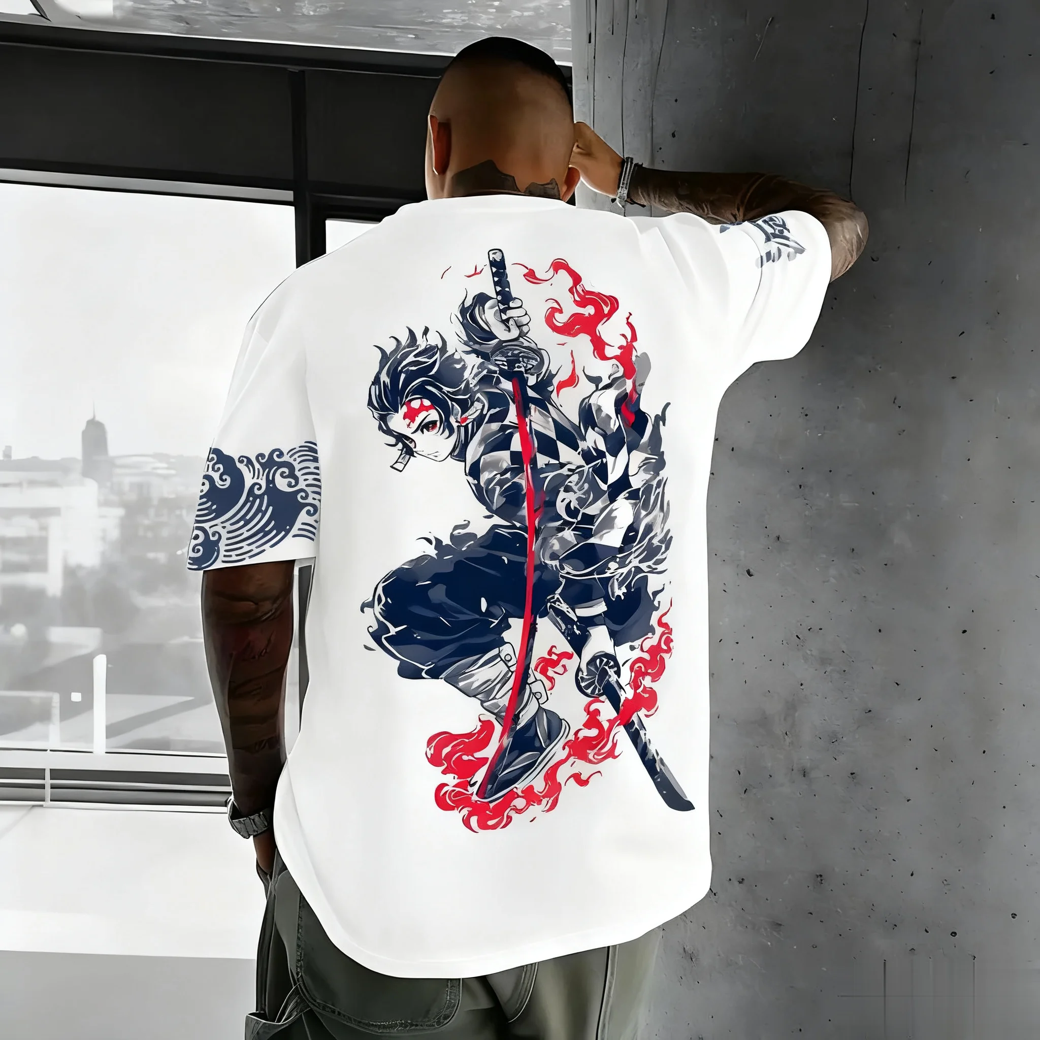 Camiseta con gráfico de Anime Demon Slayer para hombre y mujer, camiseta de manga corta, ropa informal de algodón, Tops informales de verano de gran tamaño, moda Y2k Unisex