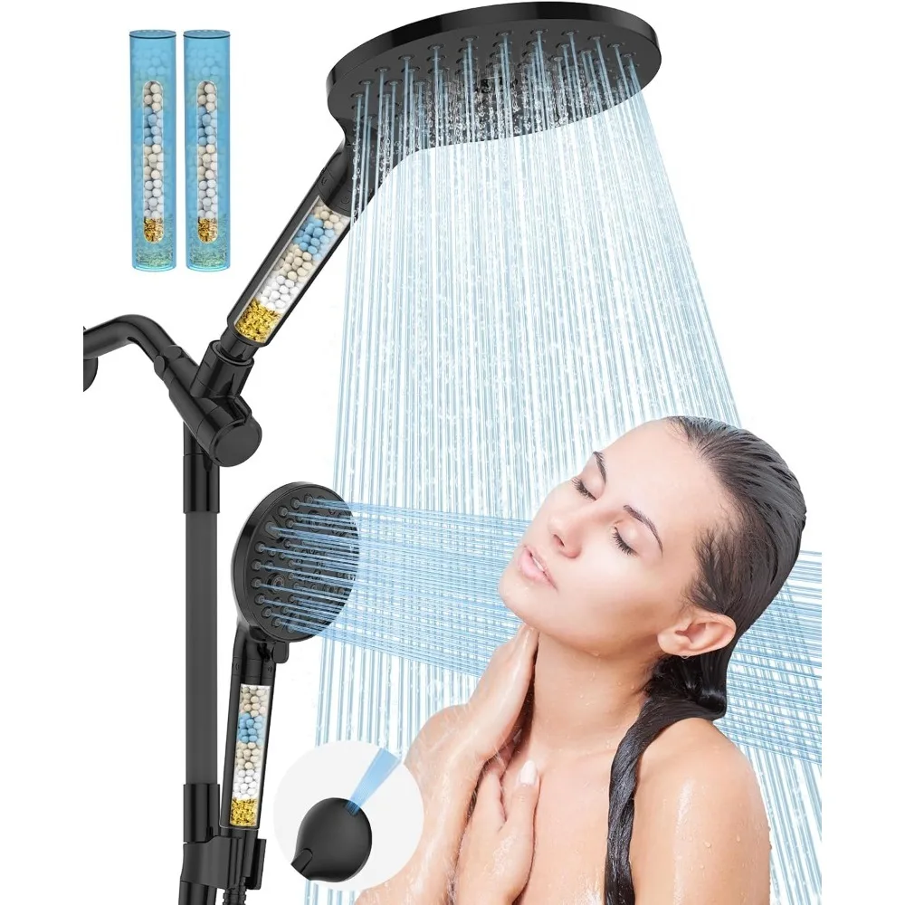 

Dual Filtered Handheld Shower Heads Combo, 15-Mode High Pressure Rainfall Showerheads Combo Set with Filter, for Hard Water