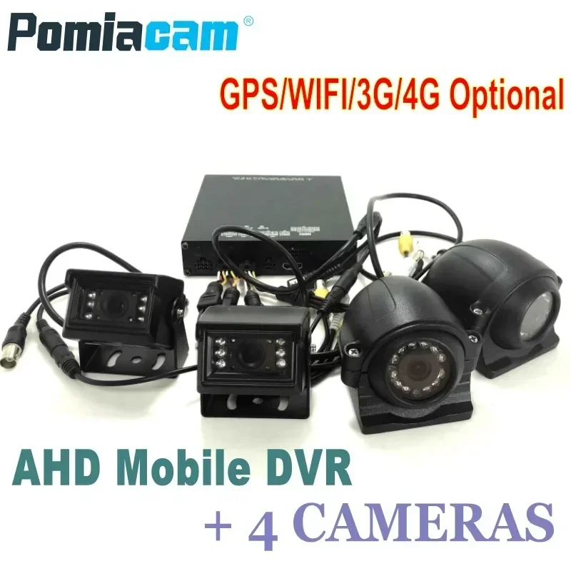 

4CH HDD AHD Mobile DVR with 4 cameras HDVR9804 GPS WIFI G-Sensor 3G 4G Car Bus Vehicle DVR Mobile HDD video record system