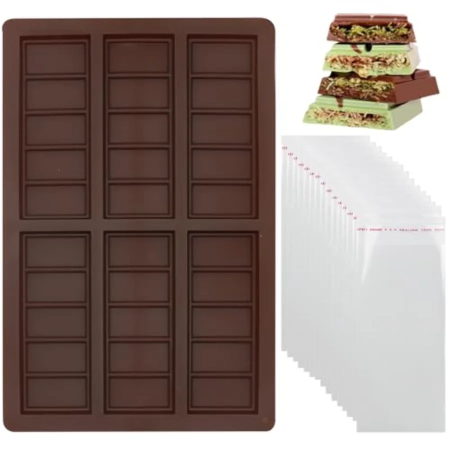 

Формы для шоколадных батончиков, силиконовые формы для изготовления спиртовых батончиков, пищевые формы для шоколада с 100 пакетами для хранения шоколада B